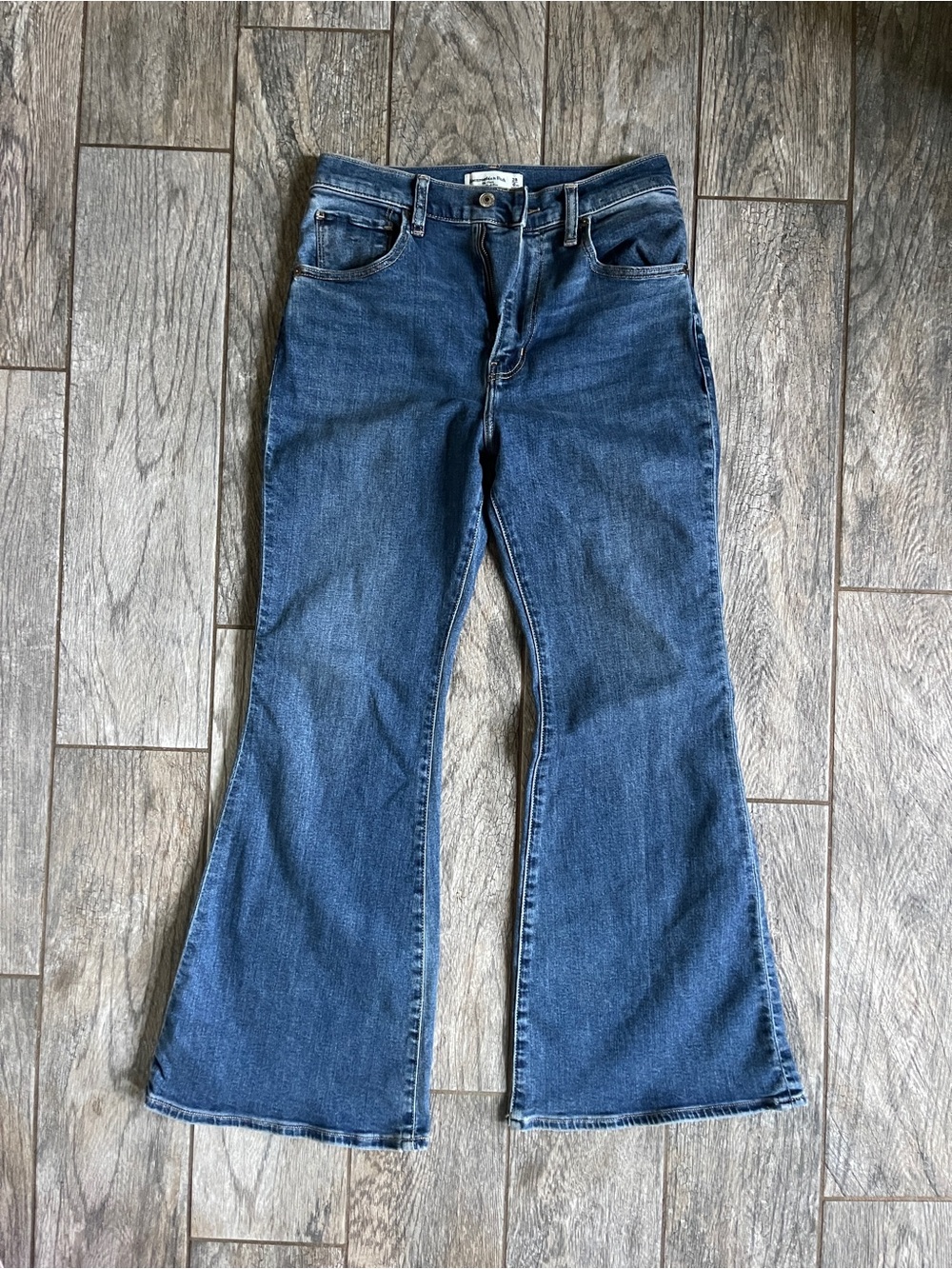 Abercrombie & Fitch Curve Love Dark Blue Flare Jeans 6xs